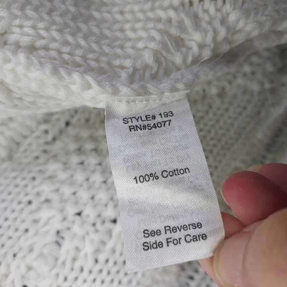 CAbi Cardigan Women Large White Cable Knit Open Shawl Collar Cotton Sweater #193 - Picture 8 of 12